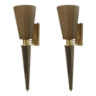 21st Century Smoky Brown Torchere Sconces - a Pair For Sale