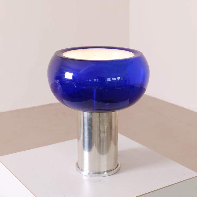 1970s Space Age Cobalt Blue Glass Lamp from Doria Leuchten, 1970s For Sale - Image 5 of 10