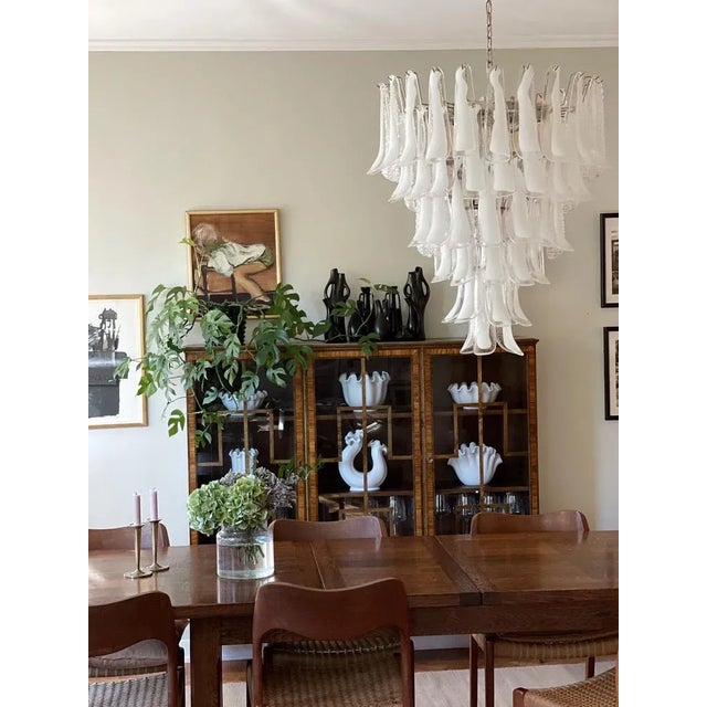 Large White Murano Chandelier in the Style of Mazzega, in None conditions. Designed 1960 to 1969 European Plug (up to...