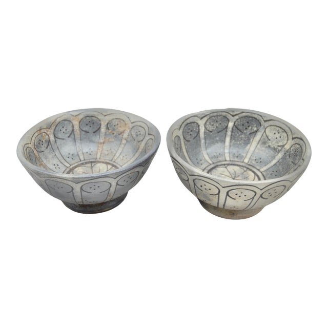 Antique Handmade Moroccan Ceramic Bowls - 2 Pieces For Sale