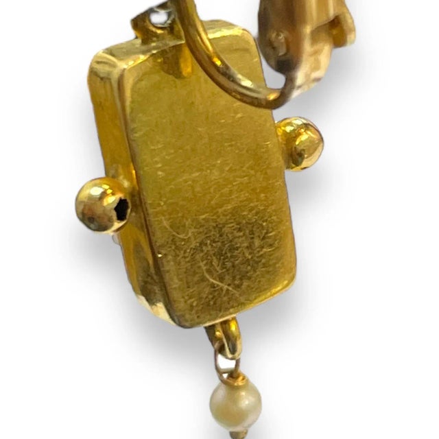 16th Century Antique 14k Yellow Gold Cameo Drop Earrings - 2 Pieces For Sale - Image 5 of 5