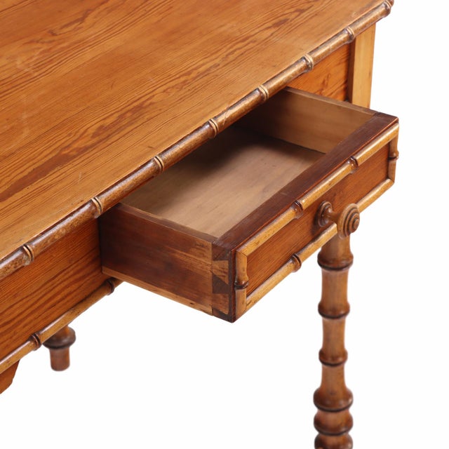 Brown A French Faux Bamboo Pine and Maple Side Table, C. 1880. For Sale - Image 8 of 8