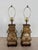 Vintage Pair Asian Archaic Brass Urn Lamps James Mont Style With Linen Shades For Sale - Image 11 of 15