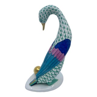 Vintage Herend Goose With Gold Egg Statue For Sale