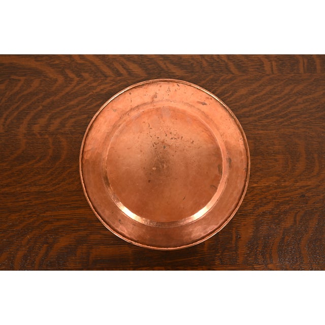 Roycroft Style Arts & Crafts Hammered Copper Charger Plate or Tray For Sale - Image 9 of 12
