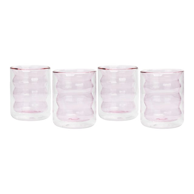 Waves Blush Water Glass - Set of 4 For Sale