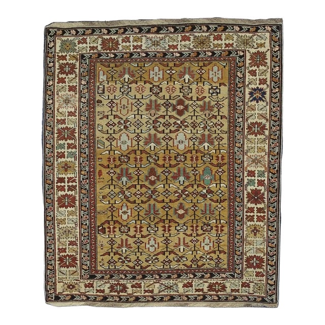 Fine Antique Kuba Rug 4’0" X 5’8” For Sale