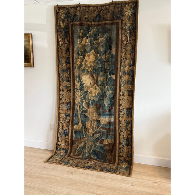17th Century Rare 17th Century French Verdue Tapestry/Portiere Door Hanging from Correze For Sale - Image 5 of 12