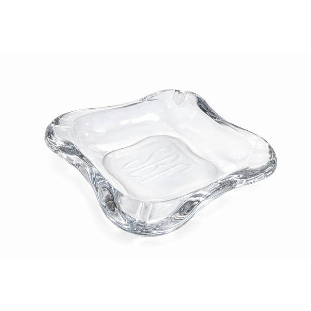 Mid 20th Century Mid 20th Century Heavy Glass Monogrammed Ashtray With Sculptural Organic Form For Sale - Image 5 of 6