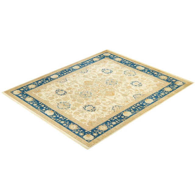 Ivory Vintage Moroccan Hand Knotted Wool Area Rug, Ivory - 8'1" X 9'10" For Sale - Image 8 of 9