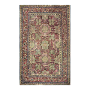 1920s Blue Navy Geometric Traditional Antique Knotted Wool Kashan Carpet Rug