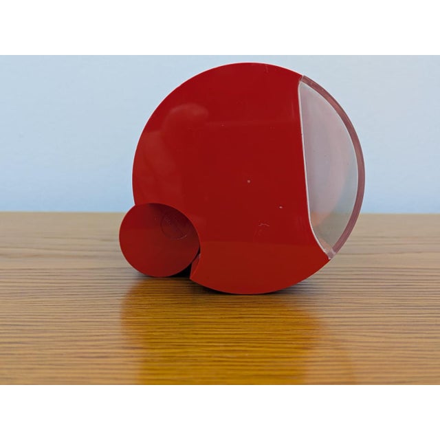 Plastic Orange-Red Clock with Digit 3 Tuning Forks from Solari Udine, Italy, 1966 For Sale - Image 7 of 13