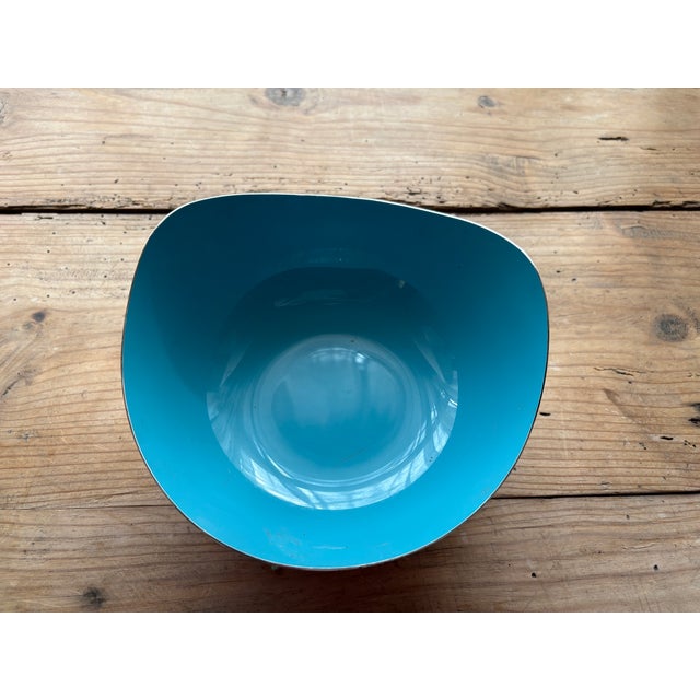 Vintage Heirloom Silver Plate & Turquoise Enamel Footed Bowl For Sale - Image 13 of 14