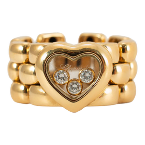 Chopard Happy Diamonds Icons Heart 18k Yellow Gold Flexible 3 Row Link Band Ring, Size 6