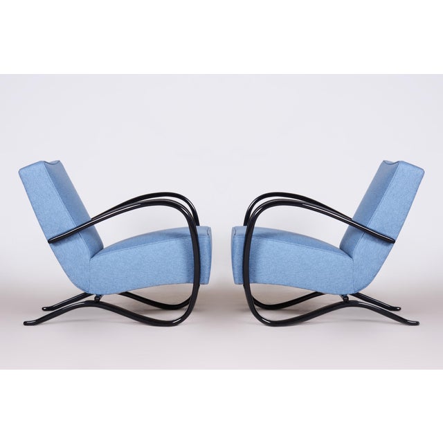 1930s Art Deco Czechoslovakian Lounge Chairs in Beech by Jindřich Halabala for Up Závody, 1930s, Set of 2 For Sale - Image 5 of 18