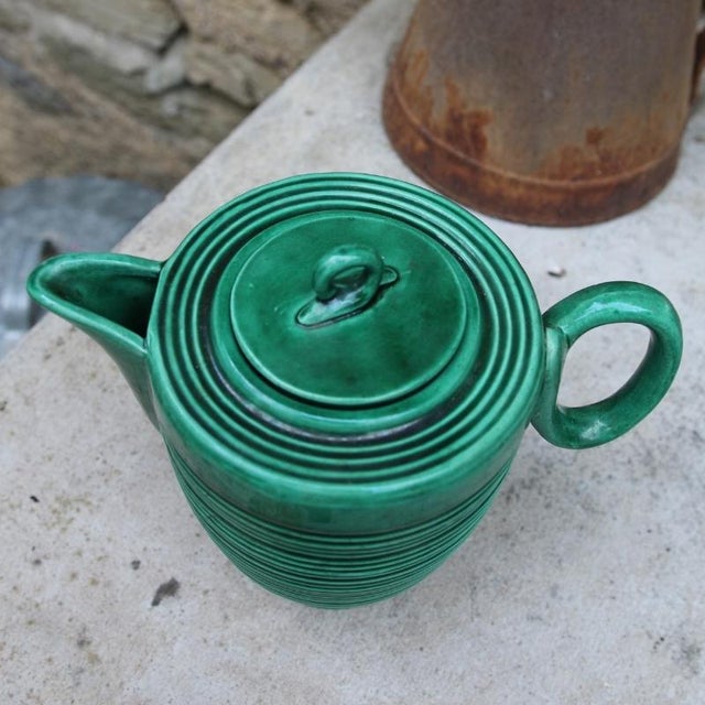 Green Glazed Ceramic Coffee Service by Blanche Letalle, 1950s, Set of 27 For Sale - Image 13 of 18