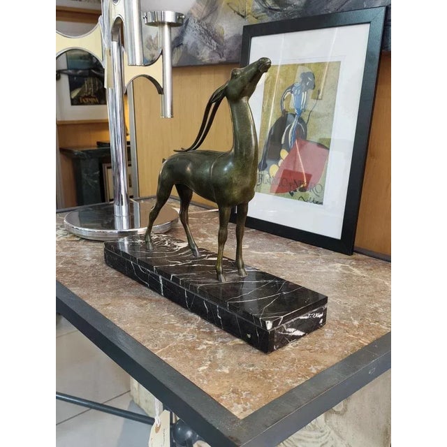 Metal Irenee Rochard, Deer, 1920s-1940s, Marble For Sale - Image 7 of 11