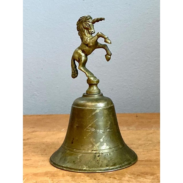 Vintage Brass Unicorn Bell For Sale - Image 4 of 13