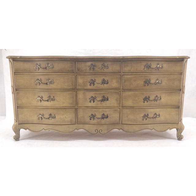 Pickled Solid Cherry Country French 12 Drawers 6' Long Dresser Credenza MINT! For Sale - Image 10 of 16