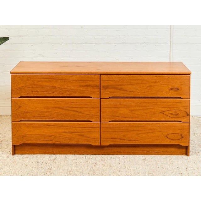 Wood 1970s Teak Danish Modern Six Drawer Dresser For Sale - Image 7 of 10