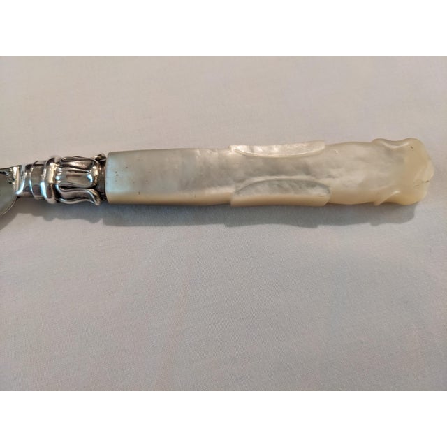 Birmingham 1850 Master Butter Knife Sterling Silver Mother-Of-Pearl For Sale - Image 4 of 12