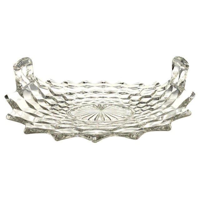 Late 20th Century Vintage Fostoria American Clear 2056 Double Handled Glass Muffin Tray For Sale - Image 5 of 8