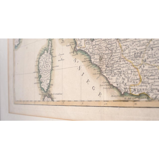 Traditional Vintage Framed & Matted Colored Map Engraving of Italy For Sale - Image 3 of 7