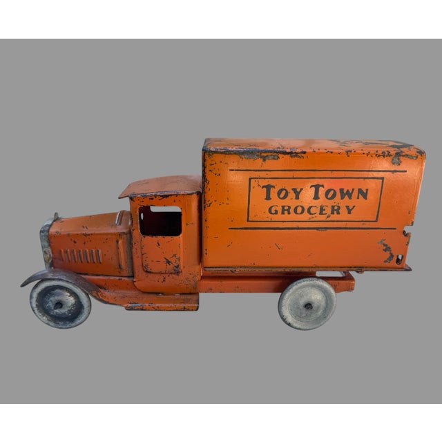 Antique Metalcraft Toy Town Grocery Advertising Truck Pressed Steel 11.5” For Sale - Image 9 of 10