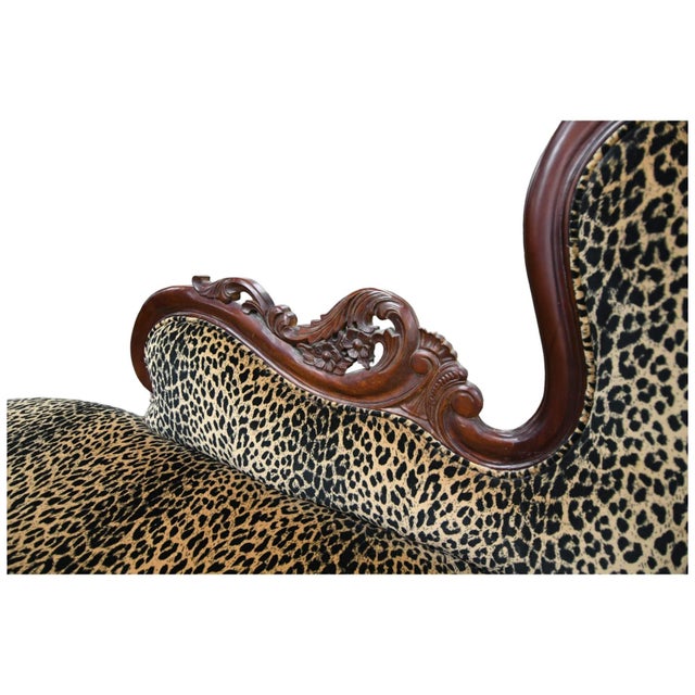 Antique Victorian Refurnished Leopard Print Chaise Lounge For Sale - Image 10 of 11