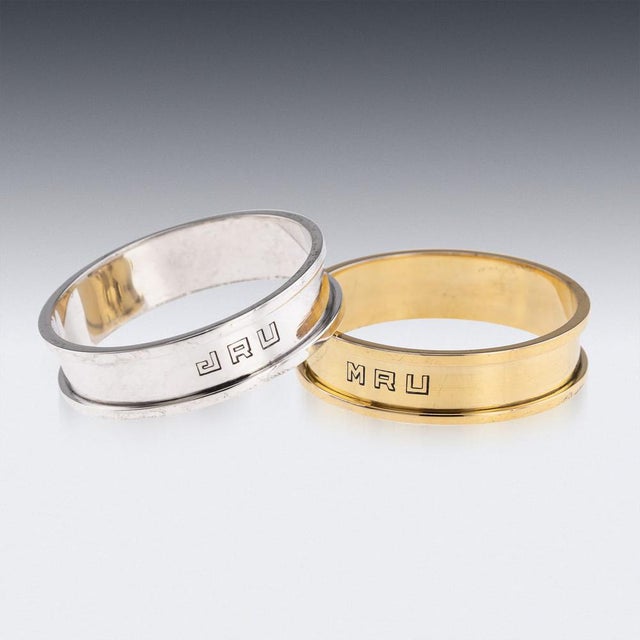 Hermès Mid 20th Century French Silver Gilt Napkin Rings from Hermès, 1960s, Set of 2 For Sale - Image 4 of 10