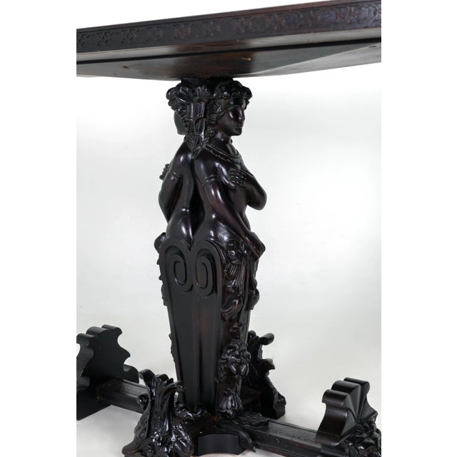 Console Table 1950s, Painted Glass and Carved Wood For Sale - Image 10 of 11