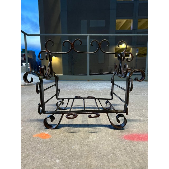 Black Antique French Wrought Iron Firewood Holder For Sale - Image 8 of 13