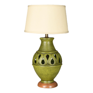 1950s Large Green Pottery Finial Table Lamp