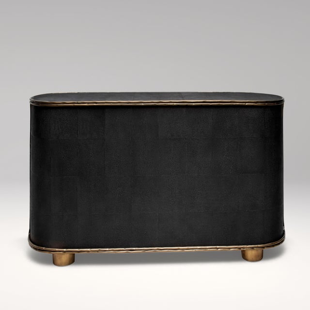 Metal Buffet in Black Shagreen With Bronze Patina Brass Detail by R&y Augousti For Sale - Image 7 of 9