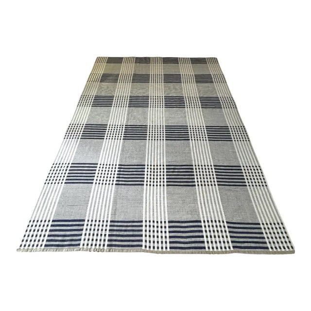 Textile Elizabeth Eakins Master Series Shaker Grid Rug Navy Blue, Tweed, White For Sale - Image 7 of 9