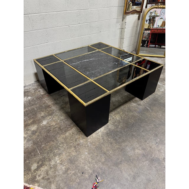 Contemporary Marble Glass Brass Coffee Table For Sale - Image 4 of 10