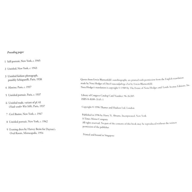 Paper "Blumenfeld Photographs: A Passion for Beauty" 1996 Ewing, William A. For Sale - Image 7 of 12