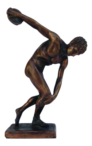 Vintage C.1970's Terra-Cotta Plaster & Gilt Grecian Olympic "Discus" Athlete