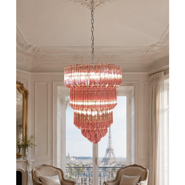 Pink Murano Glass Chandelier, 1980s For Sale - Image 15 of 18