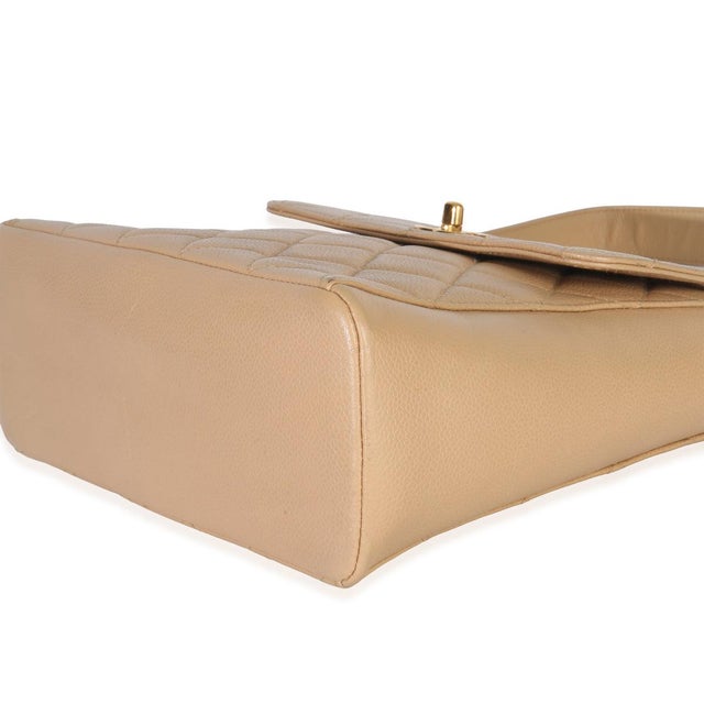 Animal Skin Vintage 24K Beige Quilted Caviar CC Shoulder Handbag For Sale - Image 7 of 9