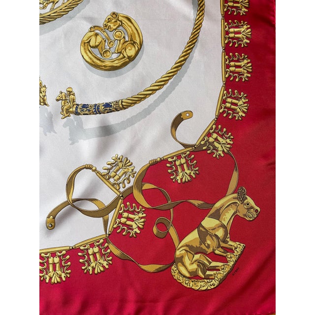 HERMÈS CAVALIERS d'OR 1991 Silk Scarf designed by Rybalchenko Vladimir For Sale - Image 10 of 10