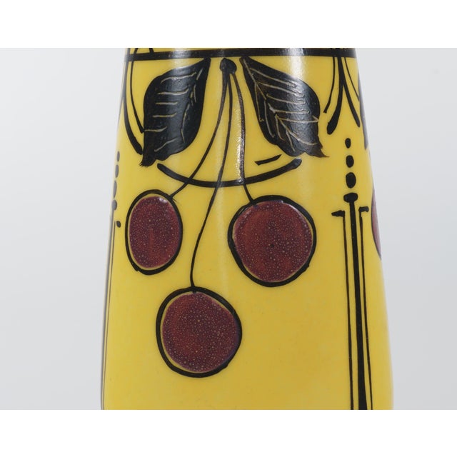 Vintage French Art Nouveau Yellow Pottery Table Lamp, 1920s For Sale - Image 3 of 6