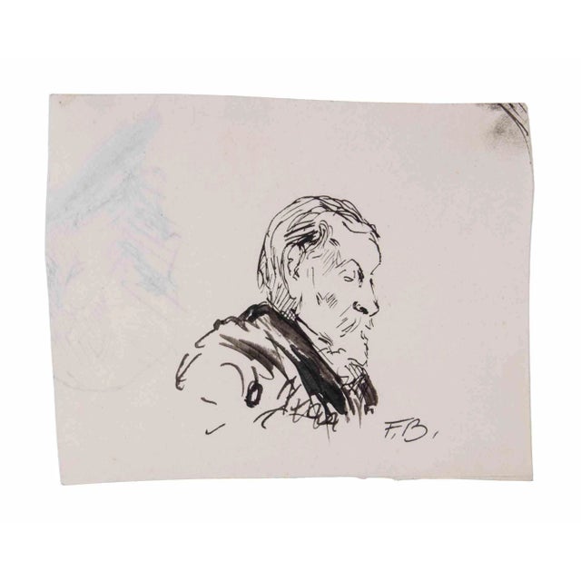 Félix Barrias, Portrait, Original Drawing, Mid-19th Century For Sale