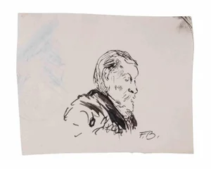 Félix Barrias, Portrait, Original Drawing, Mid-19th Century