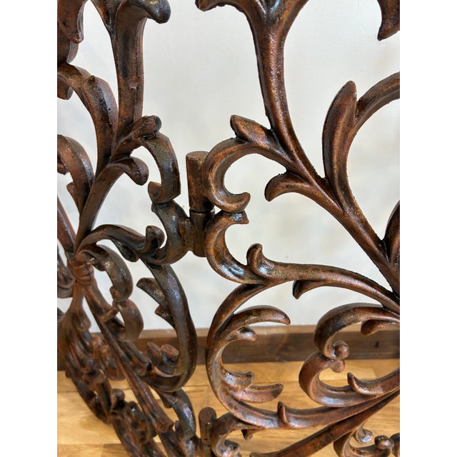 Spanish Vintage Ornate Spanish Style Cast Iron Fireplace Screen For Sale - Image 3 of 13