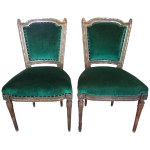 19th Century French Louis XVI Style Giltwood Chairs - a Pair