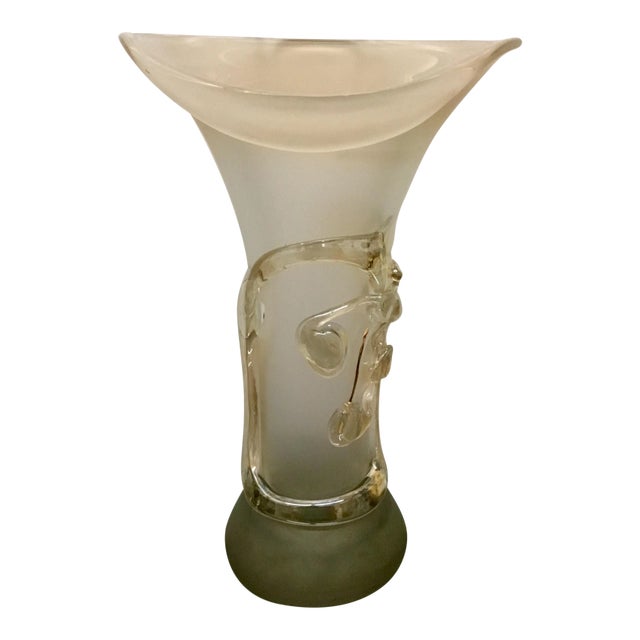 Iridescent Cherries Art Glass Vase in Citrine For Sale