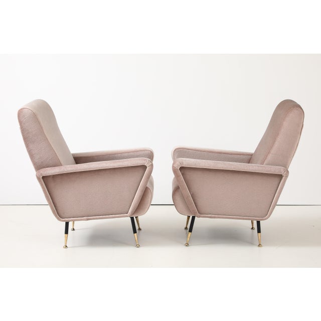 Marco Zanuso 1960's Marco Zanuso Style Italian Lounge Chairs in Mohair Fabric For Sale - Image 4 of 11