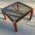 Stunning brass and lucite faux tortoiseshell base large end or small coffee table, with smoked glass panel inset top,...