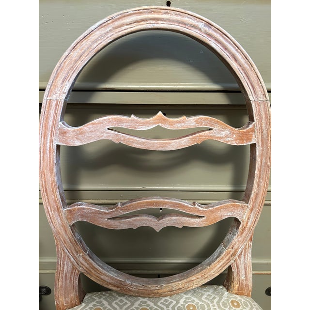 Pair of Swedish moustache smiling chairs. Scalamandre fabric.